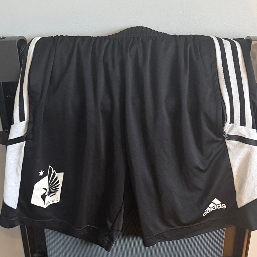 adidas Black and White MN United Performance Soccer Shorts